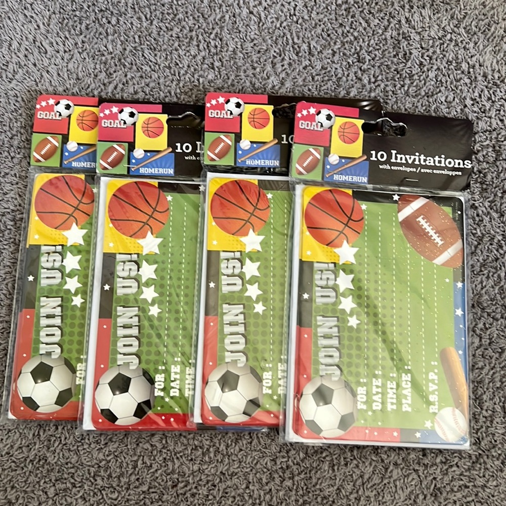 Greenbrier 40 sports party invitations with envelopes included  NEW